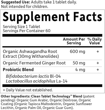 Garden of Life Organics Ashwagandha Stress, 2 Month 60 Tablets