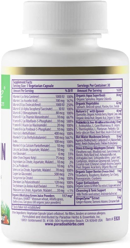 Paradise Herbs, Earth's Blend, Multivitamin, 48 Organic B12, C, K2, Daily 30