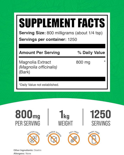 BulkSupplements.com Magnolia Bark Extract Powder 800mg per 1kg (2.2 (2.2 lbs) 1)