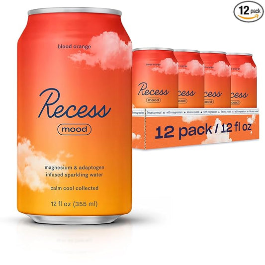 Recess Mood Magnesium Supplement Drink Calming 12 Ounce, 12 (Blood 12 Pack)