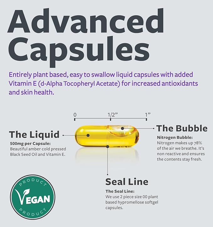 Black Seed Oil 120 Softgel 500mg Each, 1000mg Per 2 Capsule