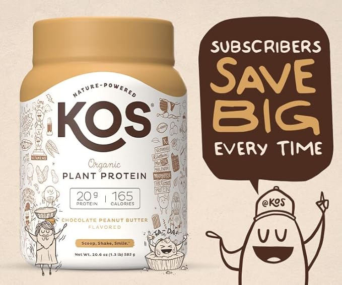 KOS Organic Plant Based Protein Powder, 15 Servings