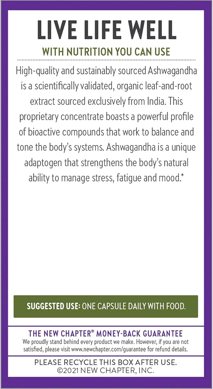 New Chapter Organic Ashwagandha Supplement, One 60 Count