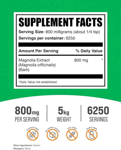 BulkSupplements.com Magnolia Bark Extract Powder 800mg per 5kg (11 (11 lbs) 5)
