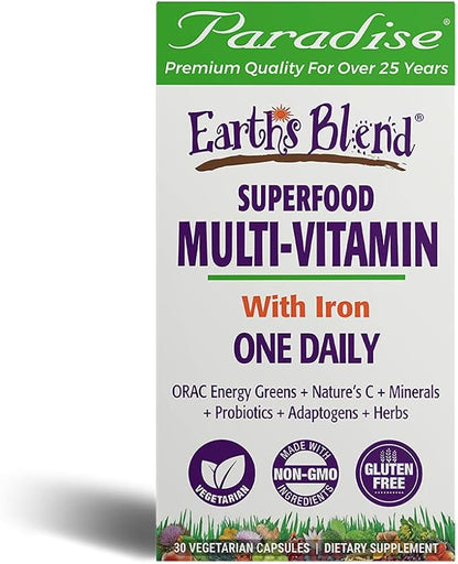 Paradise Herbs, Earth's Blend, Multivitamin, 48 Organic B12, C, K2, Daily 30