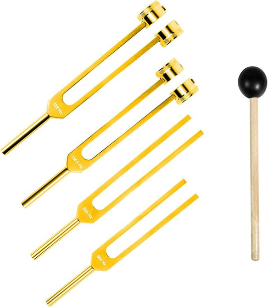 Tuning Forks for Healing Set (128HZ, 136.1HZ, 256HZ, 256HZ, 384HZ), 384HZ), Tuning 4-Piece Set