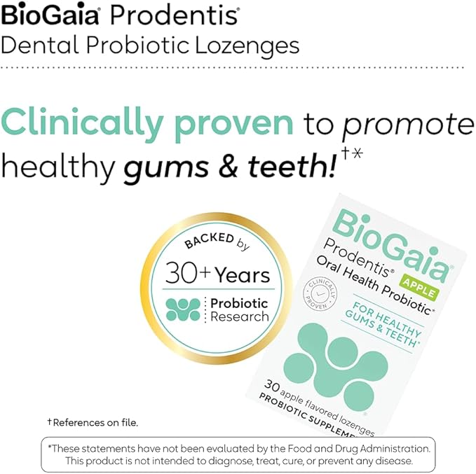 BioGaia Prodentis | Dental Probiotic Lozenges | Promotes Healthy Gums & Teeth | Defends Against Dental Problems | Replenishes Oral Microbiome | Improves Oral Health | Apple Flavor | 30 Day Supply