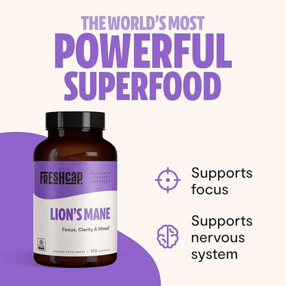 FreshCap Lions Mane Supplement Capsules (120ct)