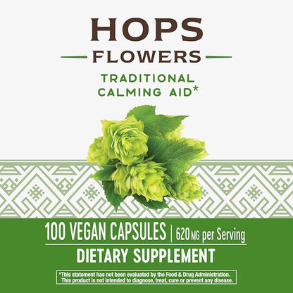 Nature’s Way Hops Flowers 620 mg 2-capsule serving 100 Capsules 2)