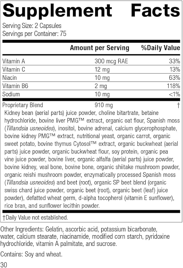 Standard Process Albaplex - Immune Support, Kidney Support, and Liver Support with Vitamin A, Vitamin C, Niacin, Vitamin B6, Oat Flour, Spanish Moss - 150 Capsules