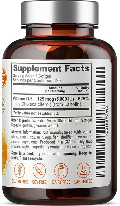 biophix Vitamin D-3 5000 IU 120 Softgels K2 …