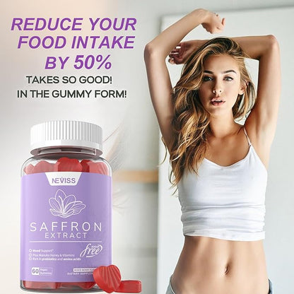 Saffron Gummies - Saffron Supplement Gummies 100% Pure B6, B12, B12, D3, D3, C 60Cts