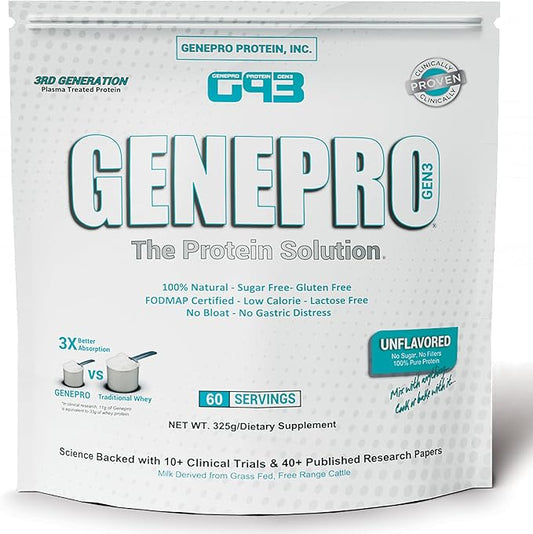 Genepro Unflavored Protein Powder (3rd Generation, 60 Servings)