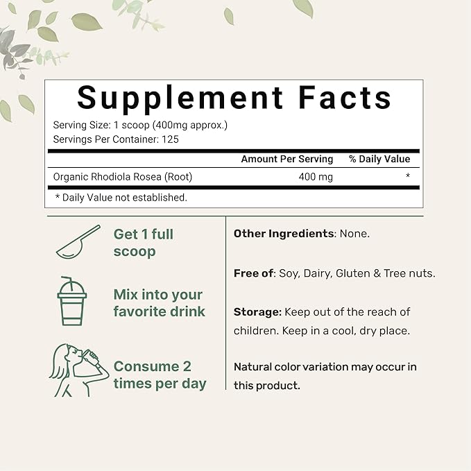 Micro Ingredients Organic Rhodiola Rosea Root 50g Powder