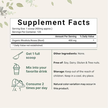 Micro Ingredients Organic Rhodiola Rosea Root 50g Powder