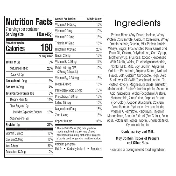 WonderSlim Meal Replacement Protein Bar, Caramel Cocoa, 15g Protein, 20 Vitamins & Minerals, Gluten Free (7ct)