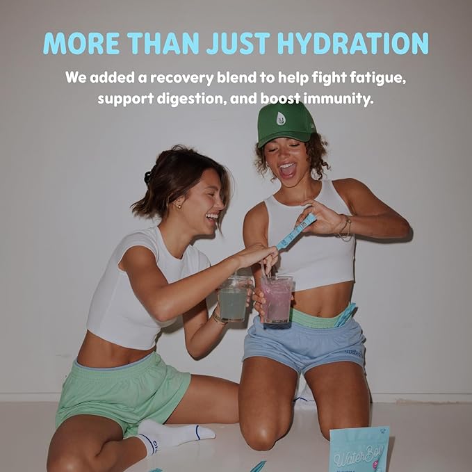 Waterboy Weekend Recovery | 3,200mg Electrolyte Powder Packets | Ginger + L-Theanine + Vitamins | No Sugar, All Natural, Gluten Free | 24 Drink Stick Mixes (Lemon Lime)