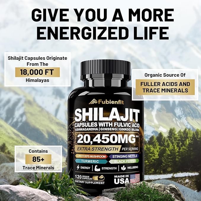 Shilajit Pure Himalayan Organic 20450MG Shilajit 120 Capsules