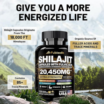 Shilajit Pure Himalayan Organic 20450MG Shilajit 120 Capsules
