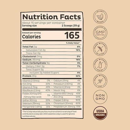 KOS Organic Plant Based Protein Powder, 15 Servings