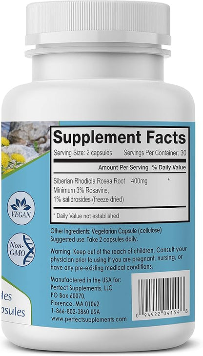 Perfect Supplements – Perfect Rhodiola Rosea 60 Capsules 2 Pack