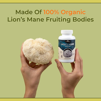 Naturealm - Lion's Mane Capsules - 90 Vegetarian 30-Day Supply