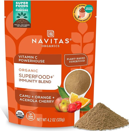 Navitas Organics Superfood+ Immunity Blend (Camu + Orange + Acerola Cherry), 30 Servings — Organic, Non-GMO, Vegan, Gluten-Free, Keto & Paleo, 4.2 Ounce…