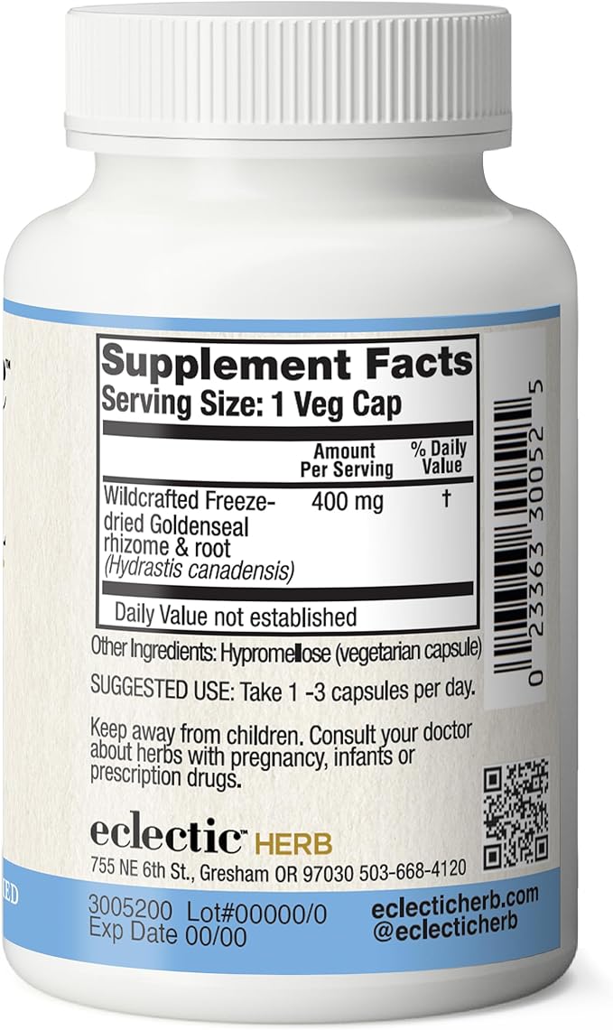 Eclectic Institute Raw Freeze-Dried Goldenseal Capsules 100 CT