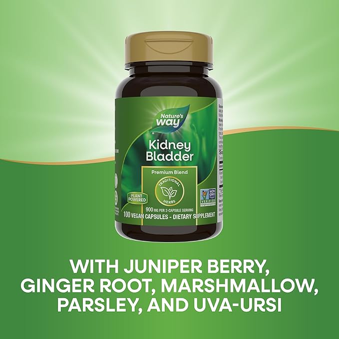 Nature's Way Kidney Bladder Premium Blend, Traditional Herbs Supplement, 900 mg per 2-Capsule Serving, Non-GMO Project Verified, Vegan, 100 Capsules (Packaging May Vary)