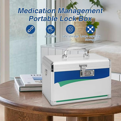 Medicine Lock Box With Combination Lock 10 x 6 x 6.7 Inches