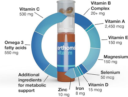 Orthomol Vital M Tablet Packets, Men's Multivitamin, 30-Day Supply, Vitamins A, B, C, D, E, K, Iodine, Omega-3