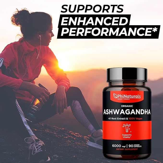 Ashwagandha Root Extract Capsules (Organic) Equivalent 6000 mg 1500 mg 500 mg 90 Count