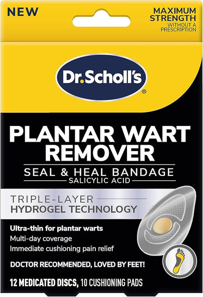 Dr. Scholl's Plantar WART Remover HYDROGEL 12 Discs 10 Cushions, 12 Treatments