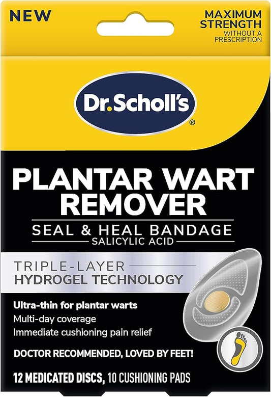 Dr. Scholl's Plantar WART Remover HYDROGEL 12 Discs 10 Cushions, 12 Treatments
