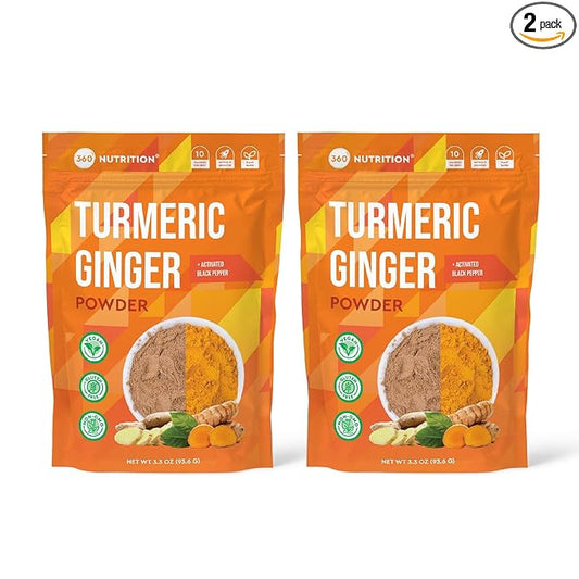 360 Nutrition Turmeric Supplement with Ginger 2 Pack 3.3 oz
