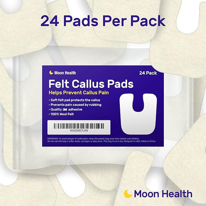 24-Pack U-Shaped Felt Callus Pads, 1/8”
