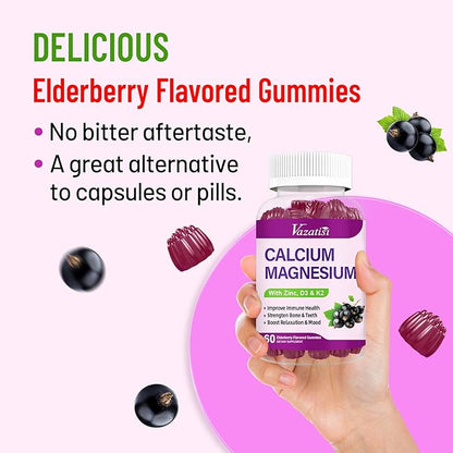 Calcium Magnesium Zinc Gummies with Vitamin D3 & K2, High 120 Gummies…