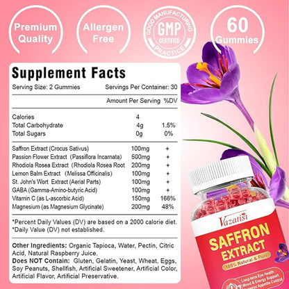 Sugar Free Saffron Gummies, 100 mg 60 Cts