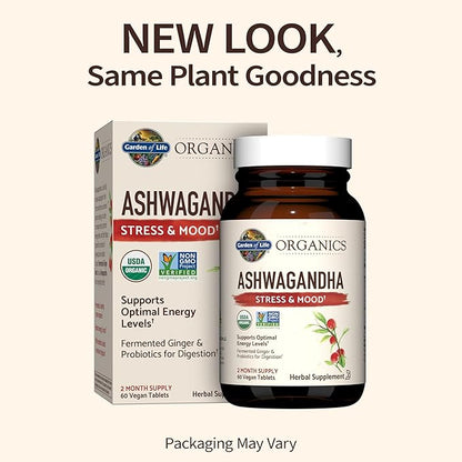Garden of Life Organics Ashwagandha Stress, 2 Month 60 Tablets