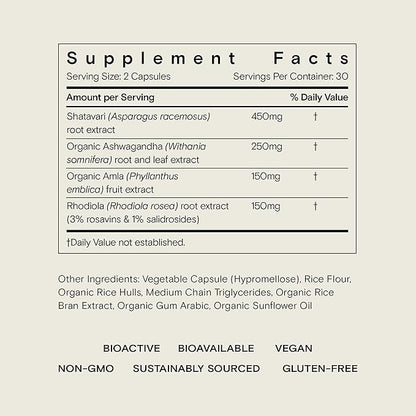Moon Juice SuperYou Natural Calming Supplement 250mg Ashwagandha, 150mg Rhodiola, 450mg Shatavari 150mg Amla (60 Capsules)