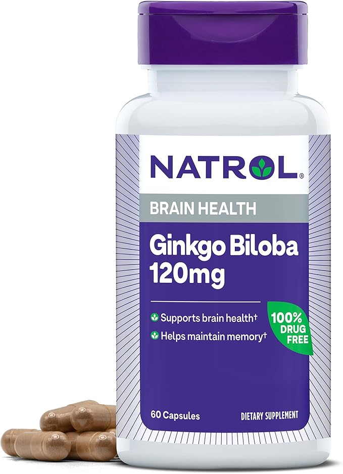Natrol Brain Health Ginkgo Biloba 120mg, 60 Capsules, 60 Day