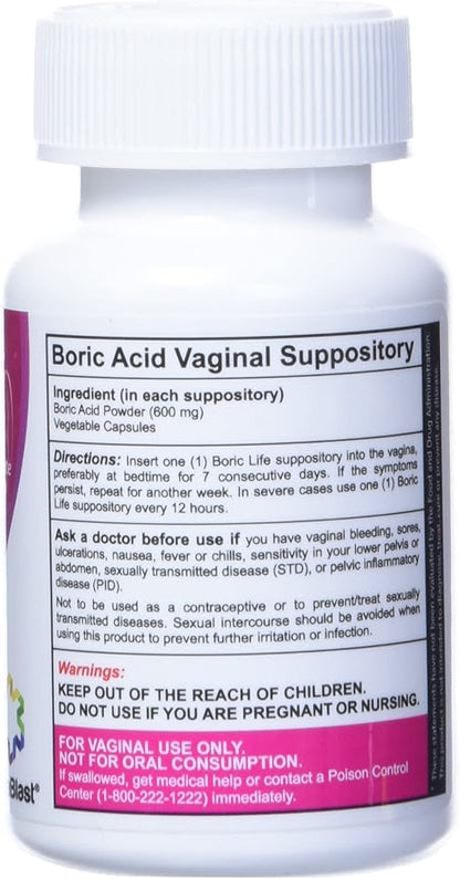NutraBlast Boric Acid Vaginal Suppositories 100% Pure (30 Count)