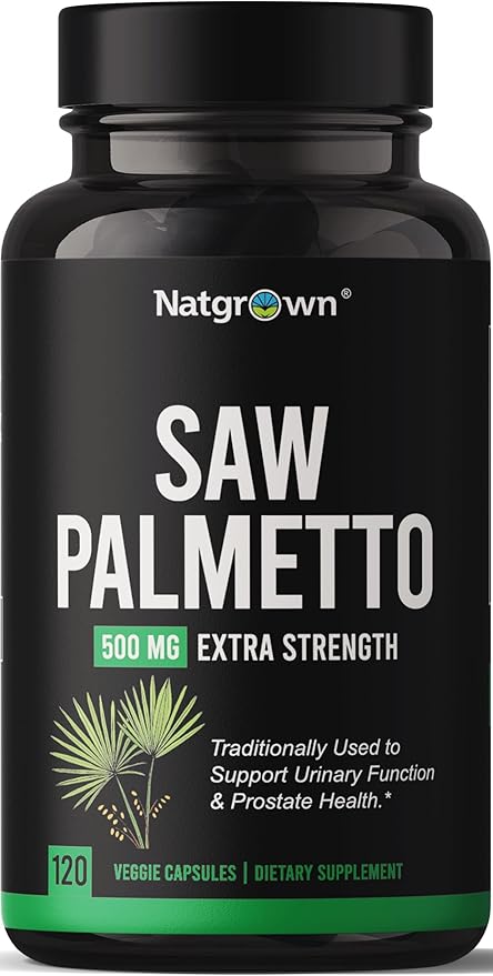 Natgrown Saw Palmetto Prostate Supplement for Men - DHT Blocker for Hair Growth and Decrease Frequent Urination - Vegan Capsules (120 Ct)