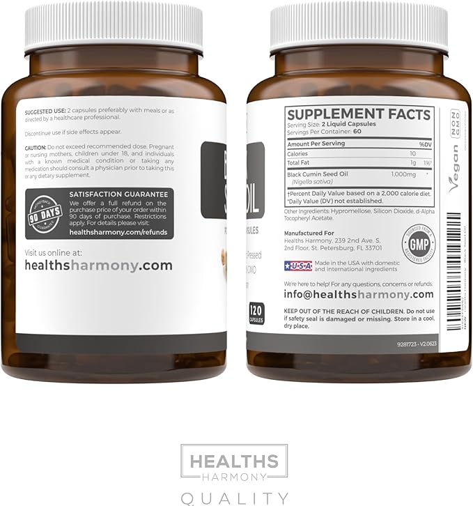 Black Seed Oil 120 Softgel 500mg Each, 1000mg Per 2 Capsule