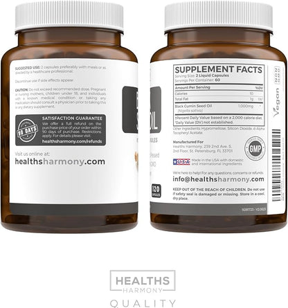Black Seed Oil 120 Softgel 500mg Each, 1000mg Per 2 Capsule