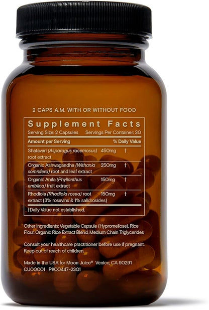 Moon Juice SuperYou Natural Calming Supplement 250mg Ashwagandha, 150mg Rhodiola, 450mg Shatavari 150mg Amla (60 Capsules)