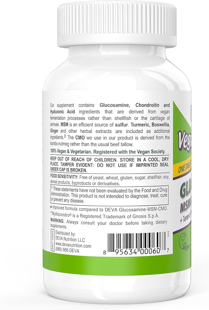 DEVA Vegan Glucosamine MSM & Chondroitin 90 Tablets