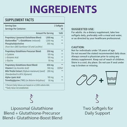 2400 MG Complex Liposomal Glutathione Softgels 1500 MG, 120 Softgels