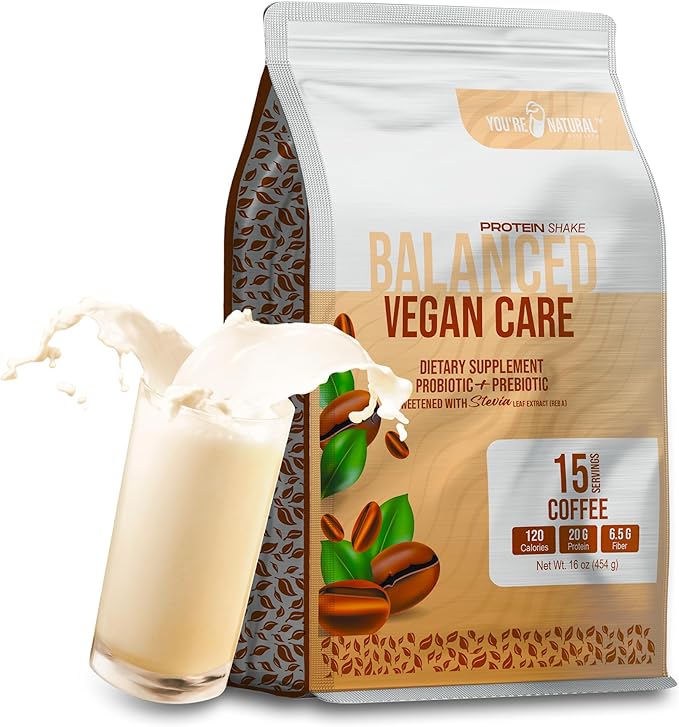 Vegan Care Coffee Protein Powder, 20g 6.5g, Probiotics 15 individual