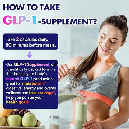 GLP-1 Supplement Support, with Naturally GLP-1 Supplement Probiotic, Hops & Green Tea Extract, GLP 1 Supplement for Gut, Energy, GLP-1 Levels & Overall Health - 420 Capsules